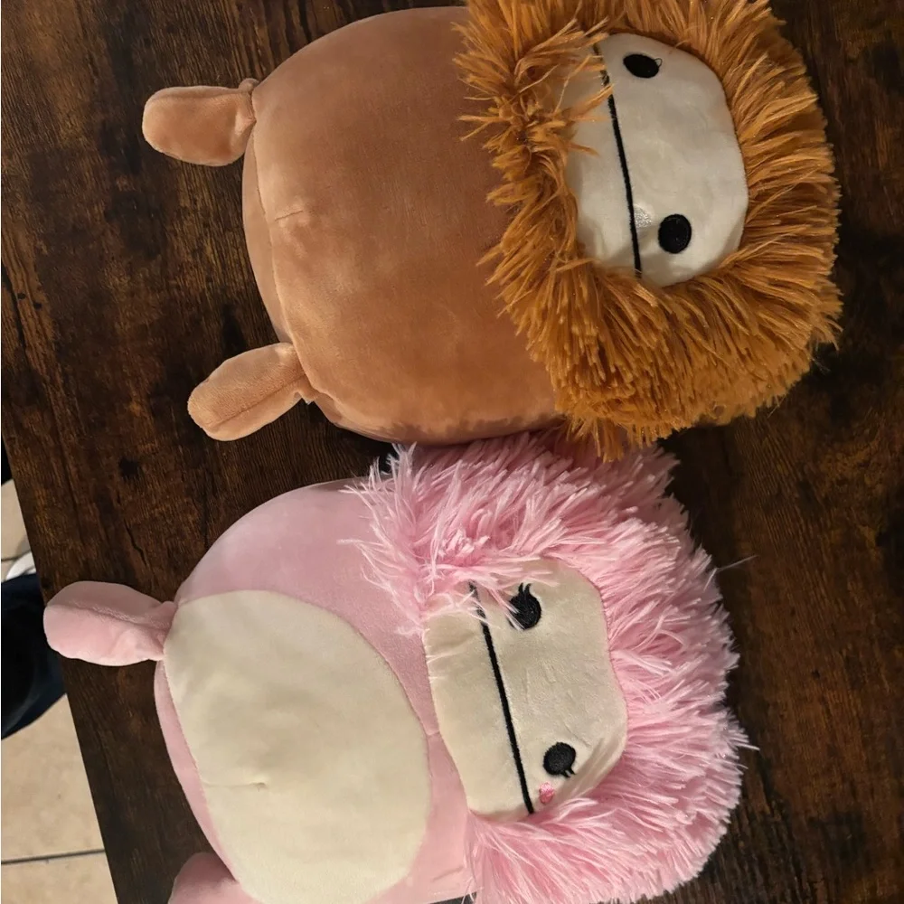 Cute Plush Lion and Pink Creature Set